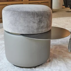Giorgetti Hocker & Sitzsäcke|Hocker Otto Stoff Barkley 227 Farbe 44 Grau Mit Leder Ablage Gestell Metall