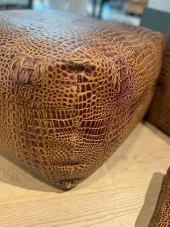 Machalke Hocker & Sitzsäcke|Hockerkissen Ming Leder Aligator Mocca Braun Mit Plaids