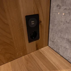 WK Wohnen Wohnwände & Tv-Lowboards|Homeoffice Regal WK 490 Baristo Asteiche Bianco Glas Anthrazit Mit Fächern Und Schubladen Inklusive LED Beleuchtung