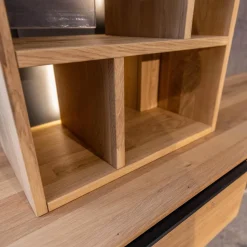 WK Wohnen Wohnwände & Tv-Lowboards|Homeoffice Regal WK 490 Baristo Asteiche Bianco Glas Anthrazit Mit Fächern Und Schubladen Inklusive LED Beleuchtung