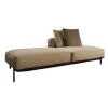 Poliform Daybeds & Recamieren|Inselelement Brera Stoff Kiala Champagne Beige Kernleder Castagna Braun Basis Nickel Matt Brown Braun Mit Kissen