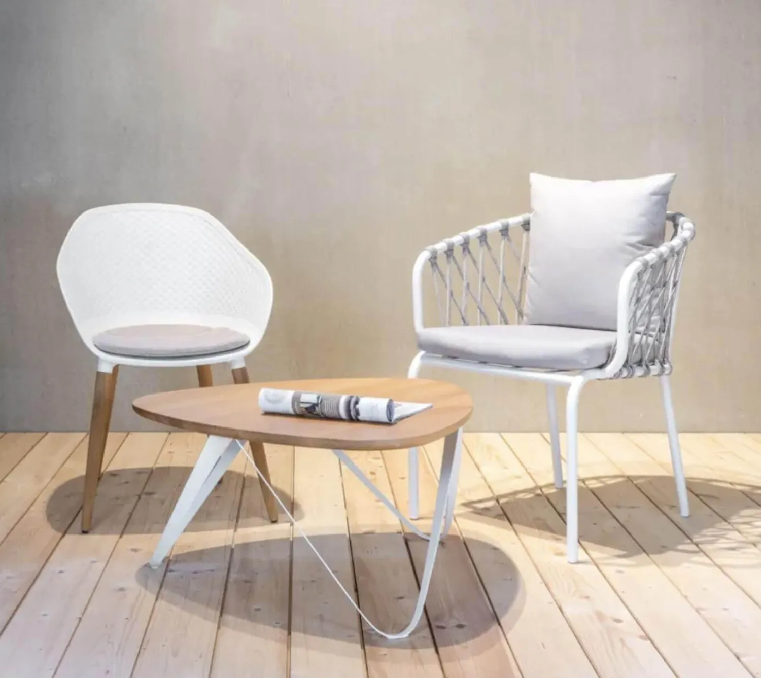 Gescova Essgruppen|Joval Indoor Tisch Plektron Eiche Massiv Gestell Weiß Pulverbeschichtet Mit Stuhl Eden Und Stuhl Kopenhagen