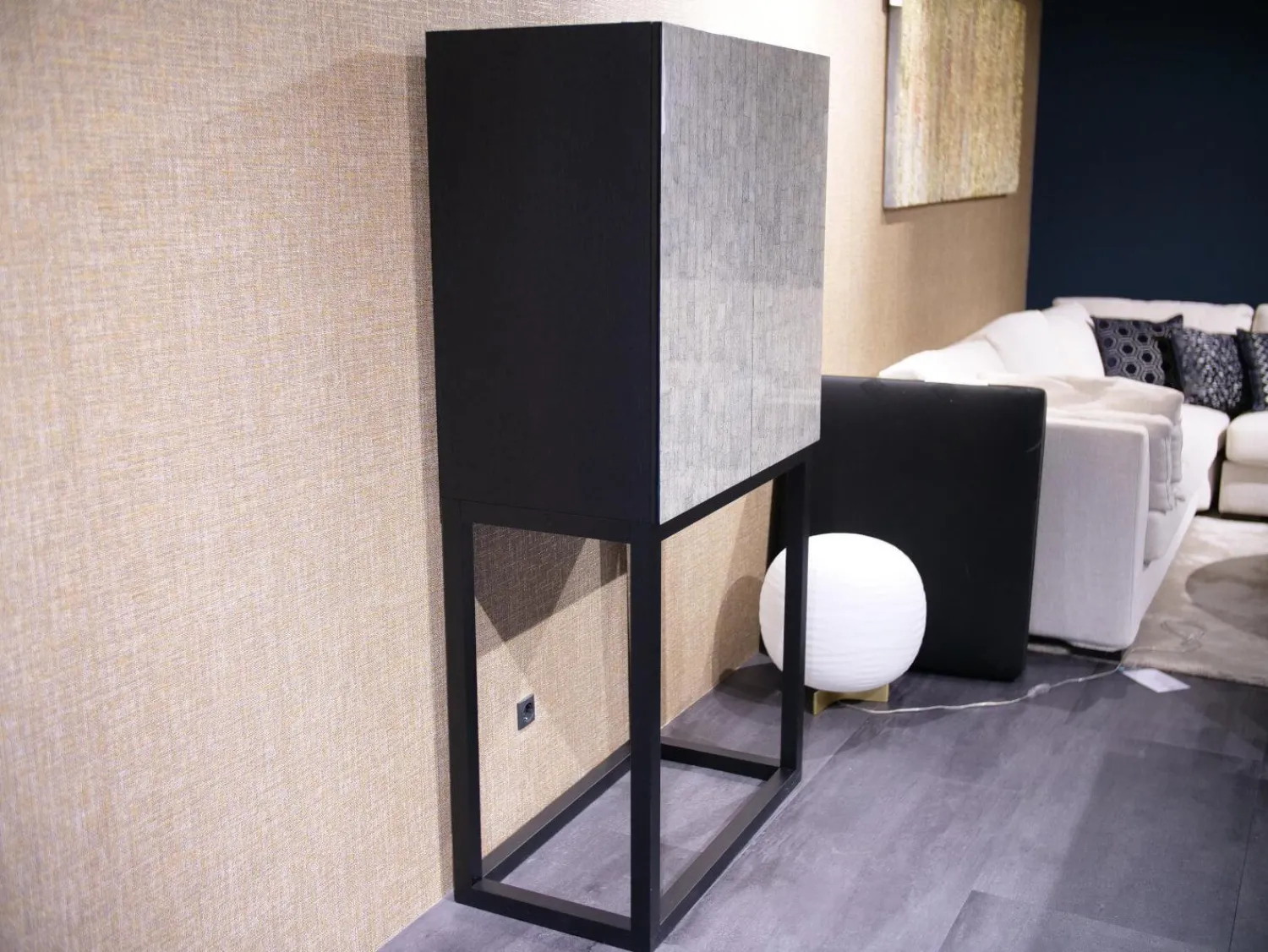 Lambert Vitrinen & Highboards|Kabinettschrank Mingkasa Front Eggshell Lack Grau Grün Eiche Massiv Schwarz Gebeizt Und Lackiert