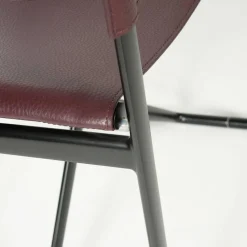 B&B Italia Relaxsessel|Klappsessel Mirto Bezug Kernleder Bordeauxrot Geprägt Gestell Schwarz Lackiert