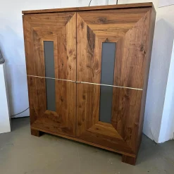 Scholtissek Kleiderschränke|Kleiderschrank Artus Klein Korpus Astiger Nussbaum Innen Birke Natur Geölt Glas Dunkelgrau Matt