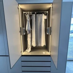 Interlübke Kleiderschränke|Kleiderschrank Collect Außen Lack Greige M08 Matt Weiß Grau Innen Lack Muschel M23 Matt Beige Grau Mit Beleuchtung