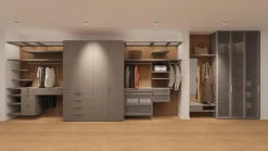 Interlübke Kleiderschränke|Kleiderschrank Collect Flintgrau Paneele in Eiche Natur D 70 mit Beleuchtung