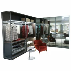 Molteni & C Kleiderschränke|Kleiderschrank Gliss Master Larix Moro Glas Stopsol Grau Nussbaum mit Innenausstattung und Beleuchtung