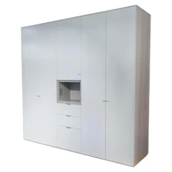 Piure Kleiderschränke|Kleiderschrank Line Mattlack P01 White Griffe P19 Dune Grau