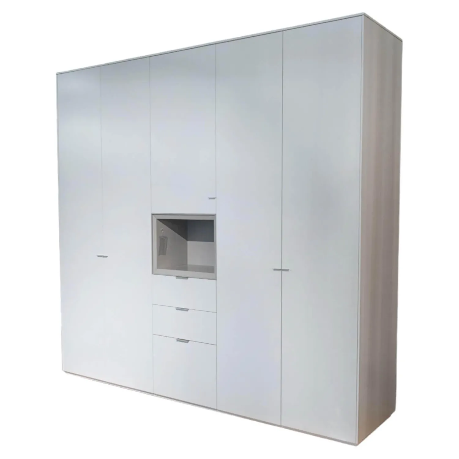 Piure Kleiderschränke|Kleiderschrank Line Mattlack P01 White Griffe P19 Dune Grau