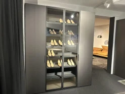 Poliform Kleiderschränke|Kleiderschrank New Entry Metallisch Lackiert Bronzo 23 Grau Anthrazit Und Ardesia Glas Grau Anthrazit Mit Beleuchtung