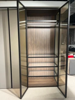 Novamobili Kleiderschränke|Kleiderschrank Night Collection 2022 Front Lack 331 Visone Matt Korpus 72 Noce Mit Beleuchtung