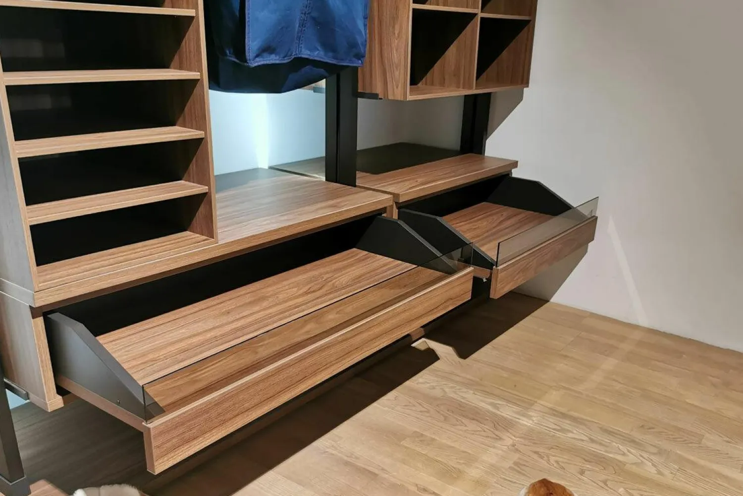 Naver Collection Kleiderschränke|Kleiderschrank Refugium Nussbaum Dunkel Oberfläche Alu Bronze mit Hängekommode