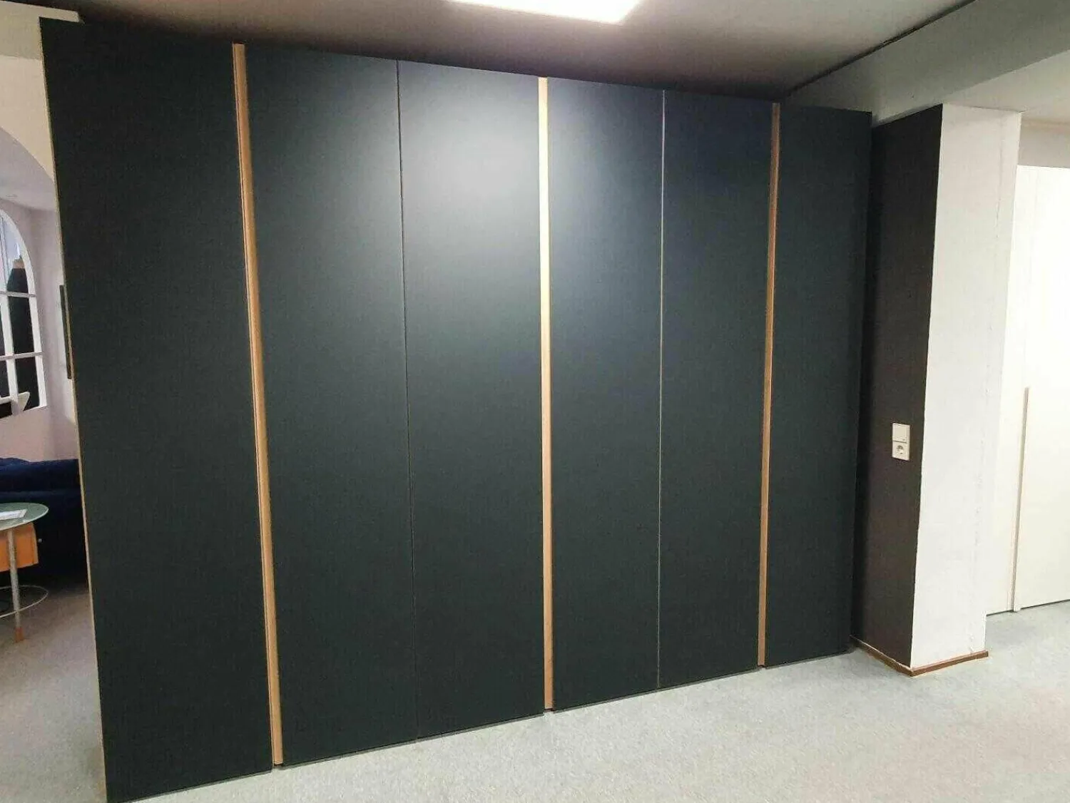 Hülsta Kleiderschränke|Kleiderschrank Solid Eiche Hell Geölt Hinterlackiertes Glas Anthrazit