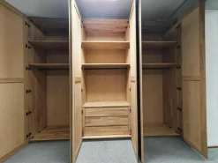 Hülsta Kleiderschränke|Kleiderschrank Solid Eiche Hell Geölt Hinterlackiertes Glas Anthrazit