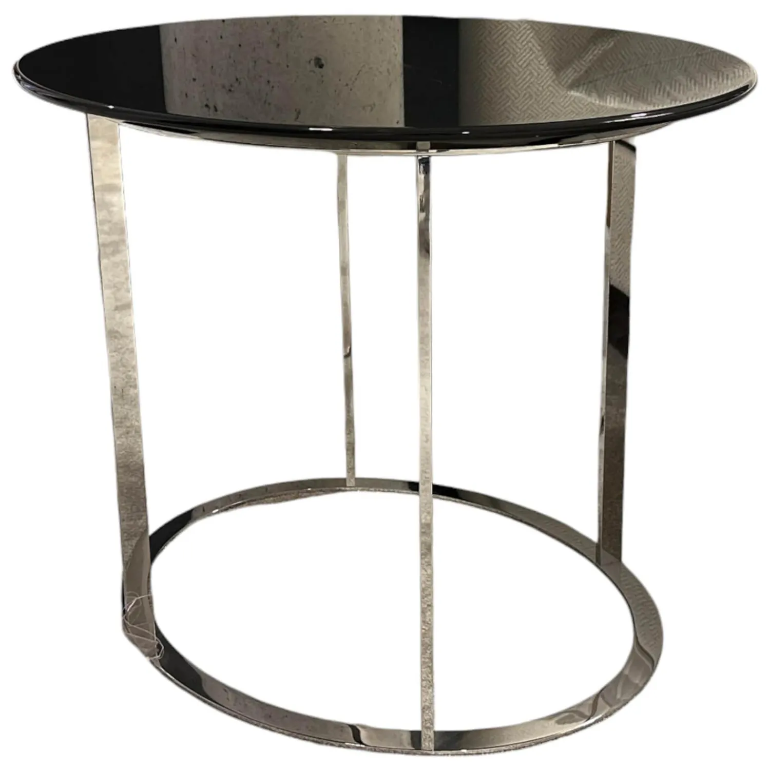 B&B Italia Beistelltische|Kleiner Tisch SMT05L Maxalto Pathos 997L Antracite Lucido Anthrazit Metallgestell Verchromt