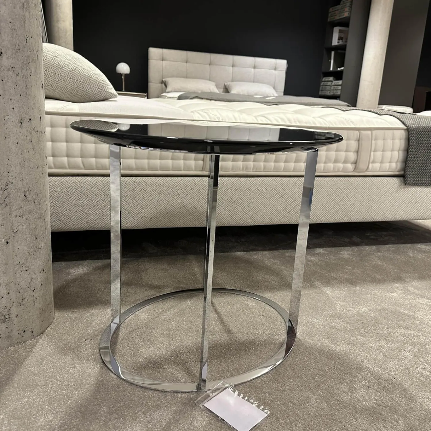 B&B Italia Beistelltische|Kleiner Tisch SMT05L Maxalto Pathos 997L Antracite Lucido Anthrazit Metallgestell Verchromt