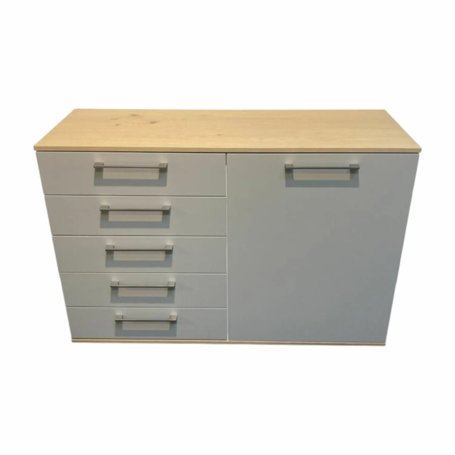Disselkamp Kommoden & Sideboards|Kombikommode Daisy Korpus Wildeiche Front Lack Taupe Grau Weiß Griffe Nickel Matt