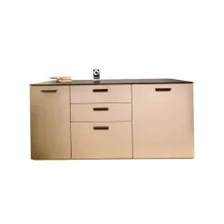 Contur Kommoden & Sideboards|Kommode 3900 Block Lack Grau Abdeckplatte Wildeiche Dunkel