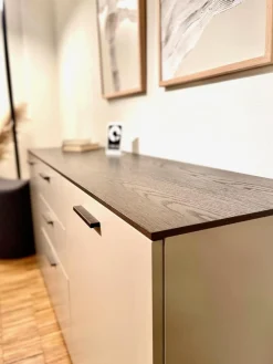 Contur Kommoden & Sideboards|Kommode 3900 Block Lack Grau Abdeckplatte Wildeiche Dunkel