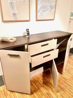 Contur Kommoden & Sideboards|Kommode 3900 Block Lack Grau Abdeckplatte Wildeiche Dunkel