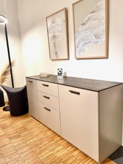 Contur Kommoden & Sideboards|Kommode 3900 Block Lack Grau Abdeckplatte Wildeiche Dunkel