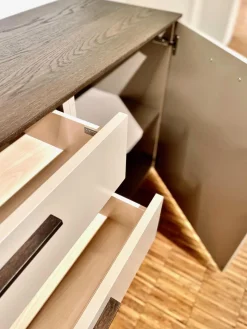 Contur Kommoden & Sideboards|Kommode 3900 Block Lack Grau Abdeckplatte Wildeiche Dunkel