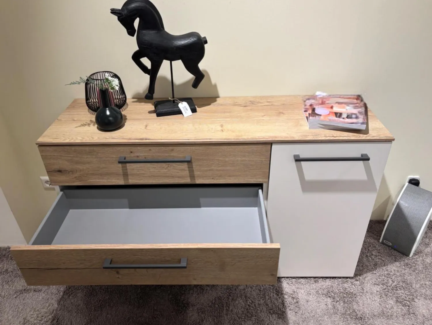 Musterring Kommoden & Sideboards|Kommode Airline 300 Lack Bianco Weiß Matt Absetzung Eiche Silea 4 Schubkästen Und 1 Tür