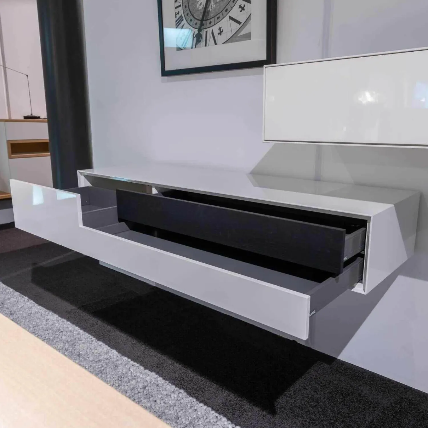 Piure Kommoden & Sideboards|Kommode Box Twin Schub Links Hängend H01 Hochglanz Weiß