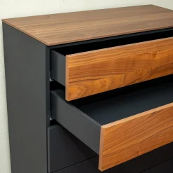 Sudbrock Kommoden & Sideboards|Kommode Cubo Lack Cosmos Schwarz 436 Laden und Abdeckplatte Nussbaum