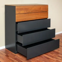 Sudbrock Kommoden & Sideboards|Kommode Cubo Lack Cosmos Schwarz 436 Laden und Abdeckplatte Nussbaum