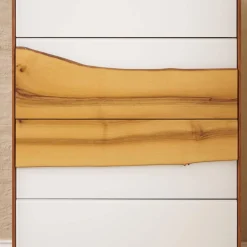 Scholtissek Kommoden & Sideboards|Kommode Farn Mit Baumkante Korpus Massiv Nussbaum Glasfront Optiwhite RAL 9010 Matt