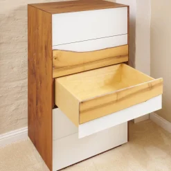 Scholtissek Kommoden & Sideboards|Kommode Farn Mit Baumkante Korpus Massiv Nussbaum Glasfront Optiwhite RAL 9010 Matt