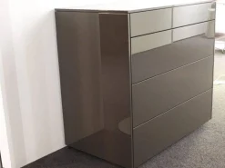 Piure Kommoden & Sideboards|Kommode Line Lack Coffee Hochglänzend Grau MDF Mit 4 Schubläden