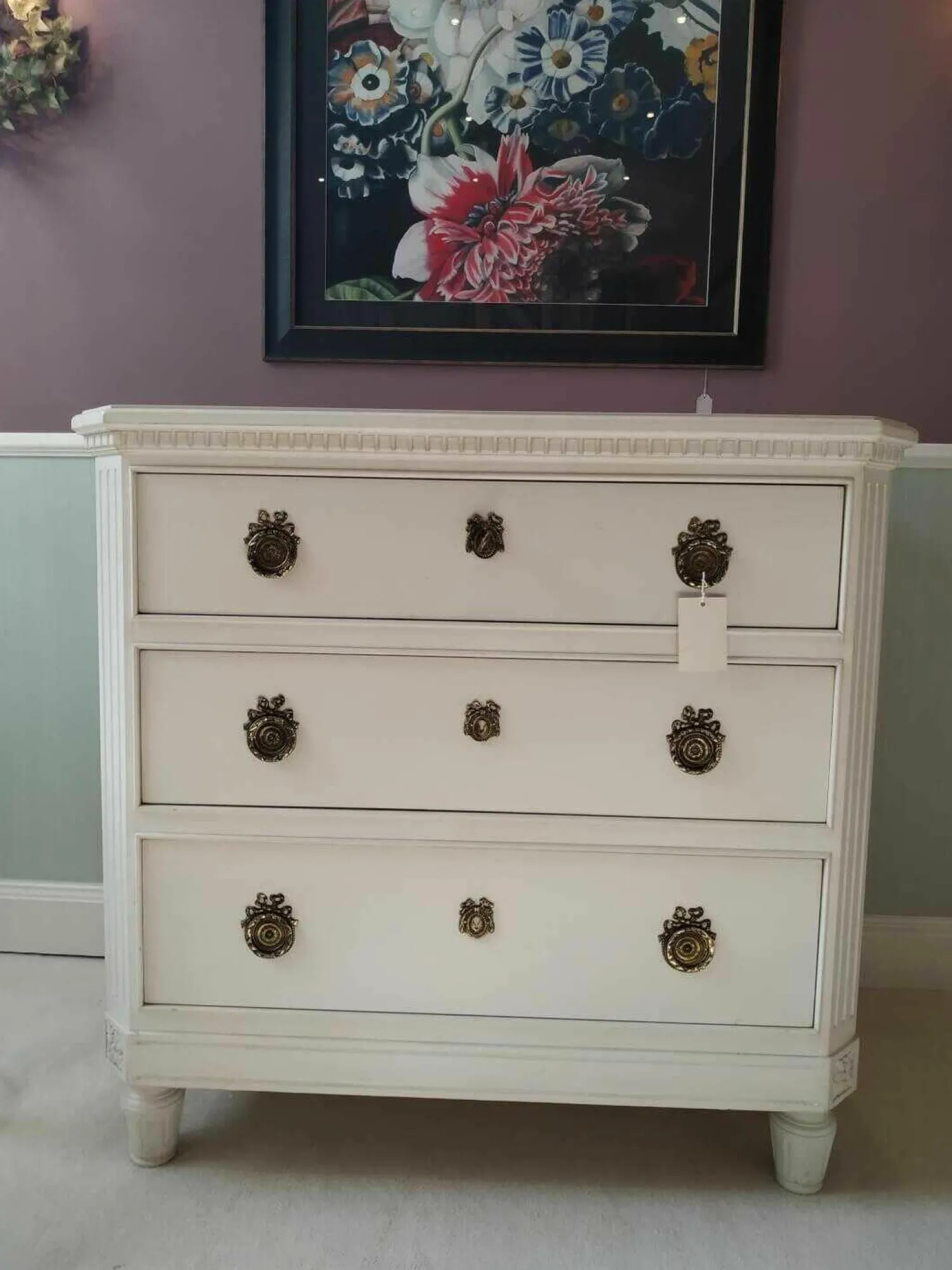 Salda Kommoden & Sideboards|Kommode Massivholz Kirsche Weiss mit 3 Schüben