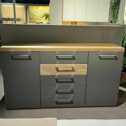 Musterring Kommoden & Sideboards|Kommode Minto Balkeneiche Lack Manhattan Grau