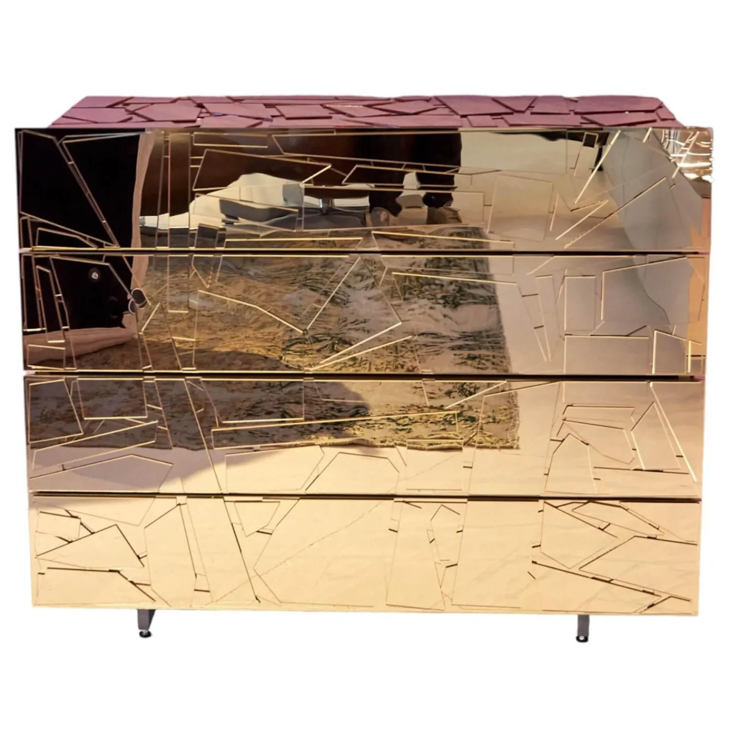 Edra Kommoden & Sideboards|Kommode Scrigno Gold Verspiegeltes Plexiglas