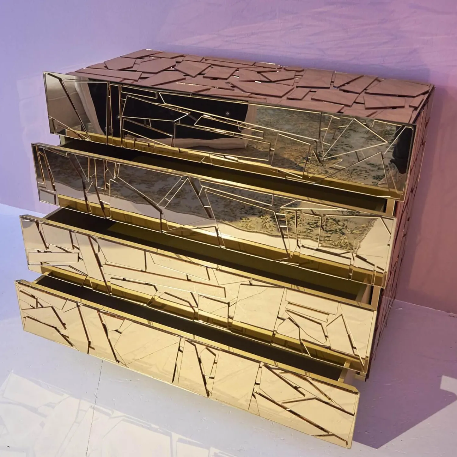 Edra Kommoden & Sideboards|Kommode Scrigno Gold Verspiegeltes Plexiglas