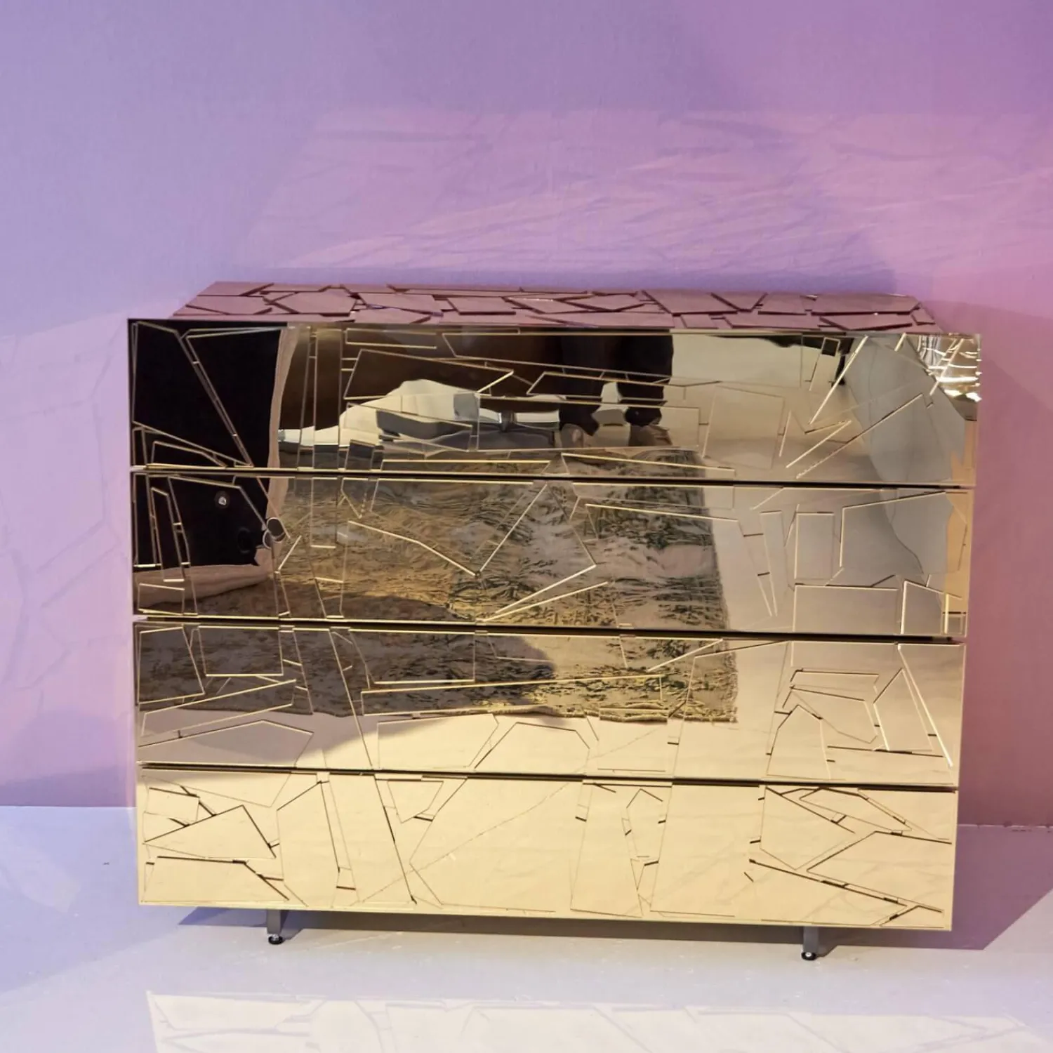 Edra Kommoden & Sideboards|Kommode Scrigno Gold Verspiegeltes Plexiglas