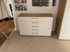 Disselkamp Kommoden & Sideboards|Kommode Studioline Lack Weiß Abdeckplatten Balkeneiche