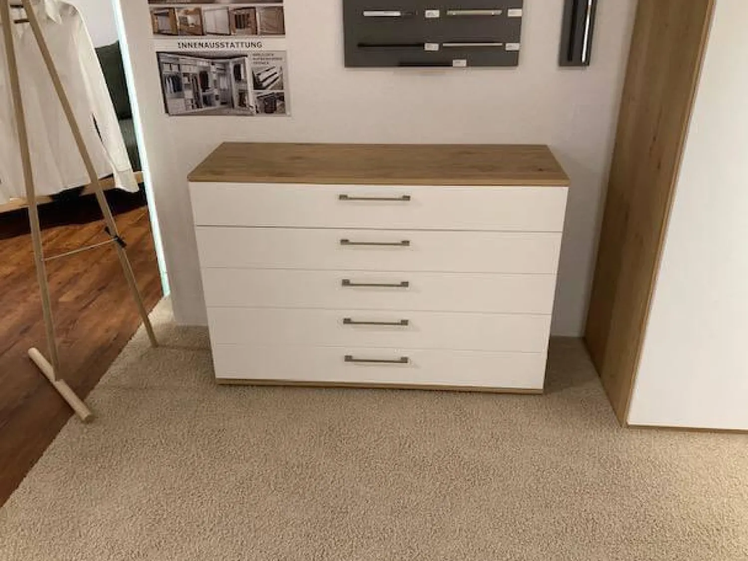 Disselkamp Kommoden & Sideboards|Kommode Studioline Lack Weiß Abdeckplatten Balkeneiche