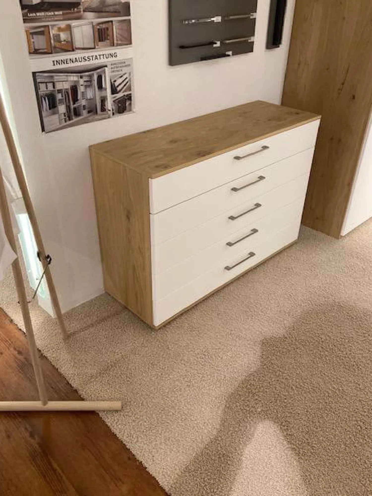 Disselkamp Kommoden & Sideboards|Kommode Studioline Lack Weiß Abdeckplatten Balkeneiche