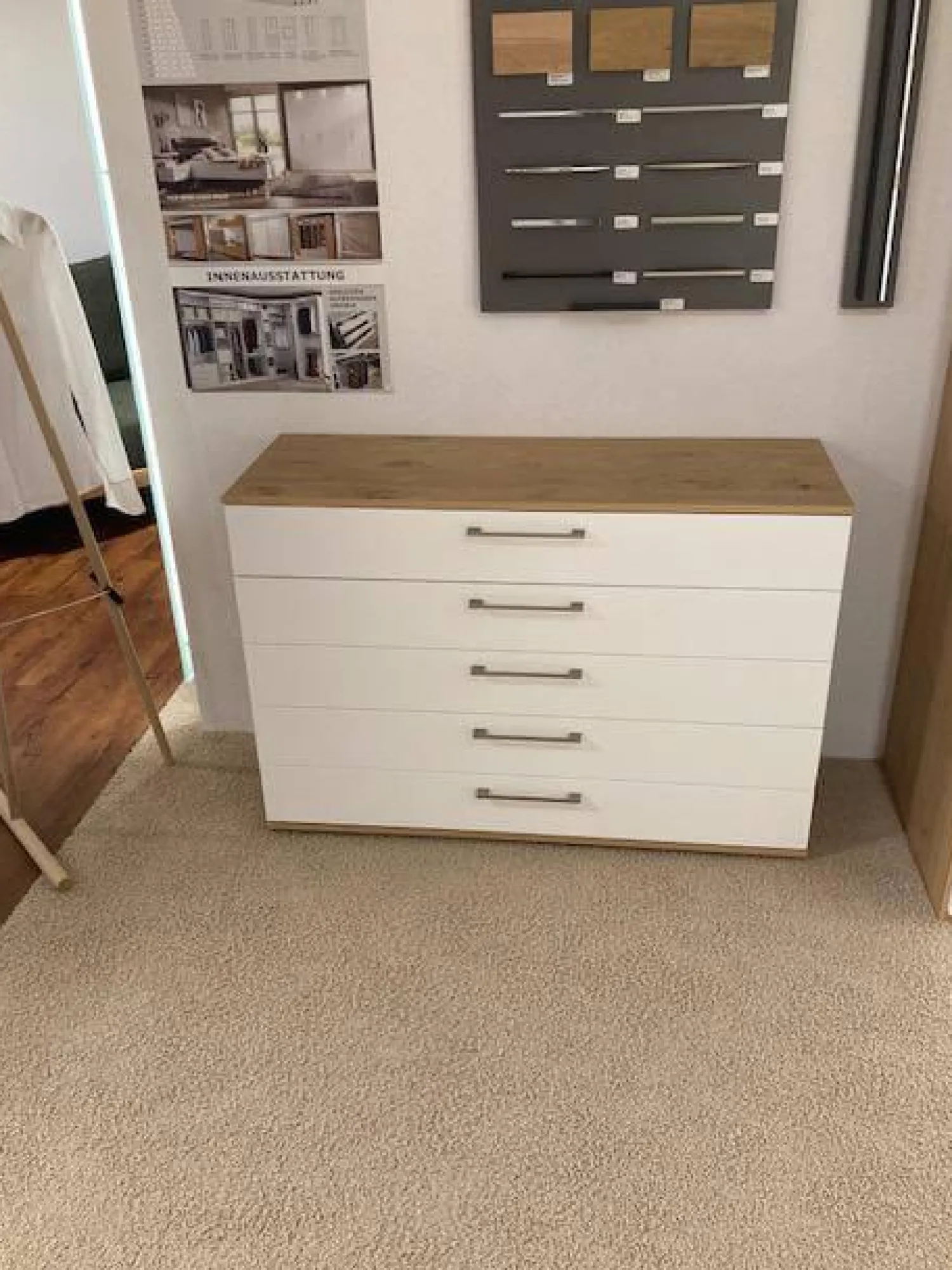 Disselkamp Kommoden & Sideboards|Kommode Studioline Lack Weiß Abdeckplatten Balkeneiche