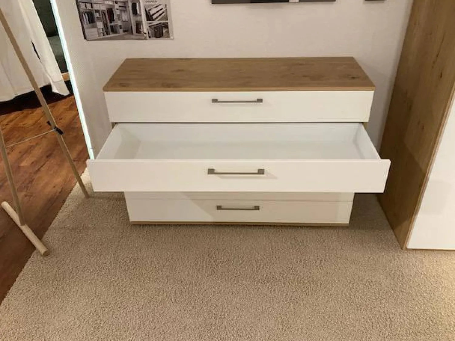 Disselkamp Kommoden & Sideboards|Kommode Studioline Lack Weiß Abdeckplatten Balkeneiche