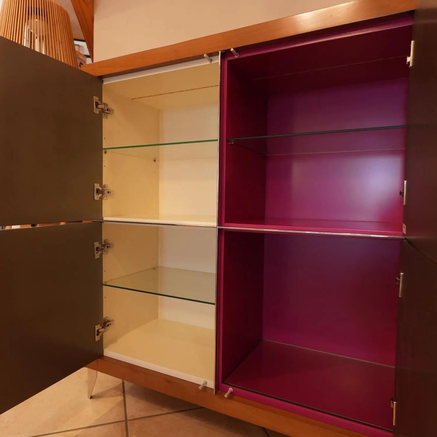 Zephir Kommoden & Sideboards|Kommode Kischbaumholz Massiv Türen Im Edlen Silberglanz Look Grifflos