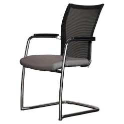 Haworth Einzelstühle|Konferenzsessel Freischwinger Mit Armlehnen Bezug Stoff 31/2000 Silbergrau Verchromt