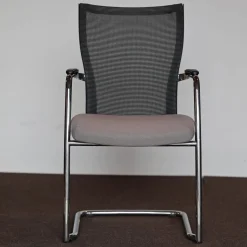 Haworth Einzelstühle|Konferenzsessel Freischwinger Mit Armlehnen Bezug Stoff 31/2000 Silbergrau Verchromt