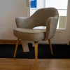 Knoll International Einzelstühle|Konferenzstuhl Saarinen Stoff Rivington Beige Gestell Eiche Natur