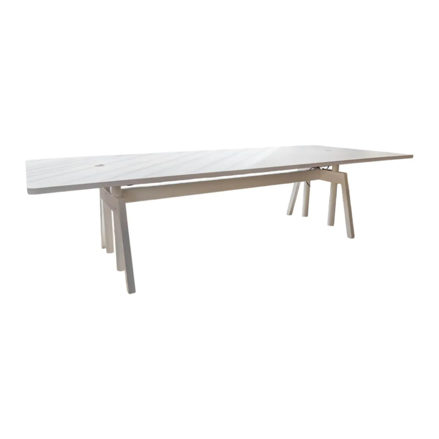 COR Schreibtische & Sekretäre|Konferenztisch Level HPL Beschichtet Weiß Fuß Lack Schneeweiß Elektrisch Verstellbar