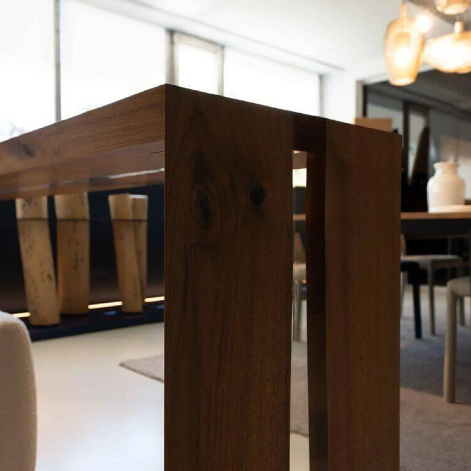 Riva1920 Konsolen|Konsole Frame Resin Nussbaum Mit Knoten Spalten Mit Transparentem Kunstharz Gefüllt